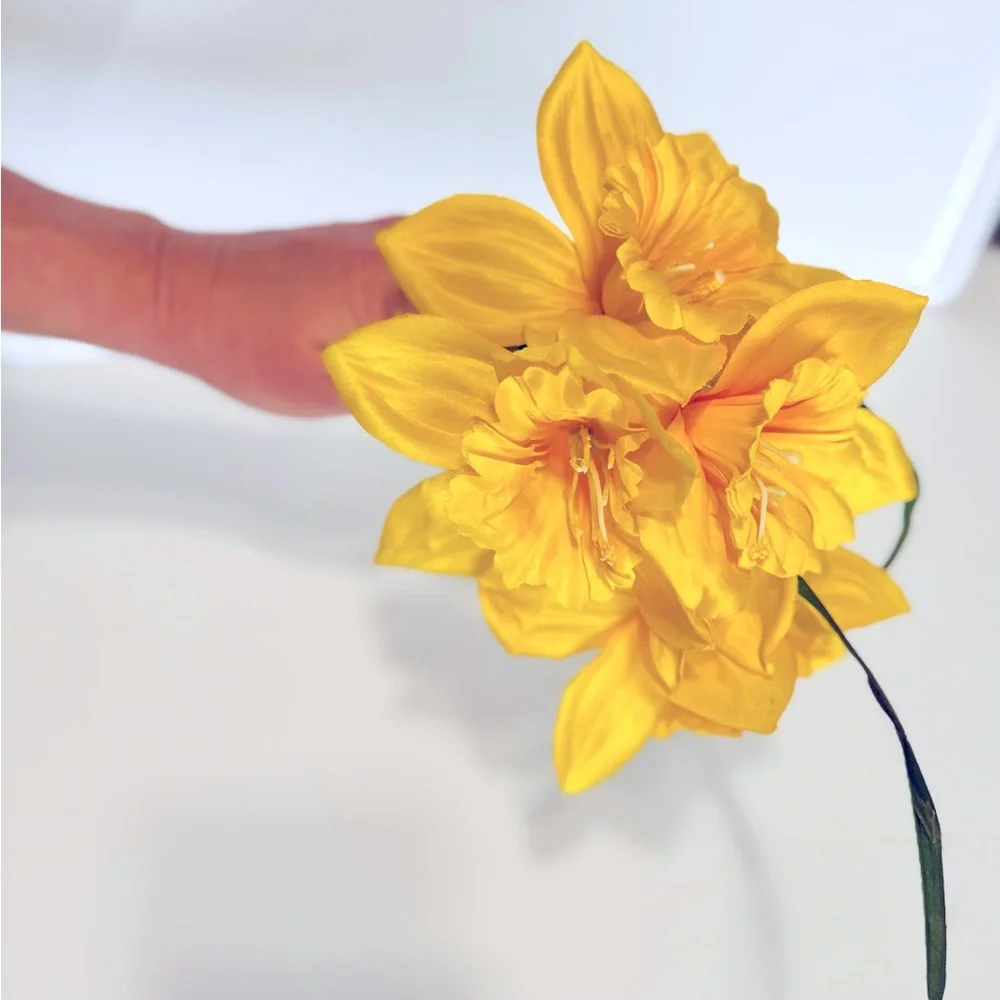 4 LIFELIKE Yellow Daffodil Flower Picks Floral Home Decor Arrangement Wreath